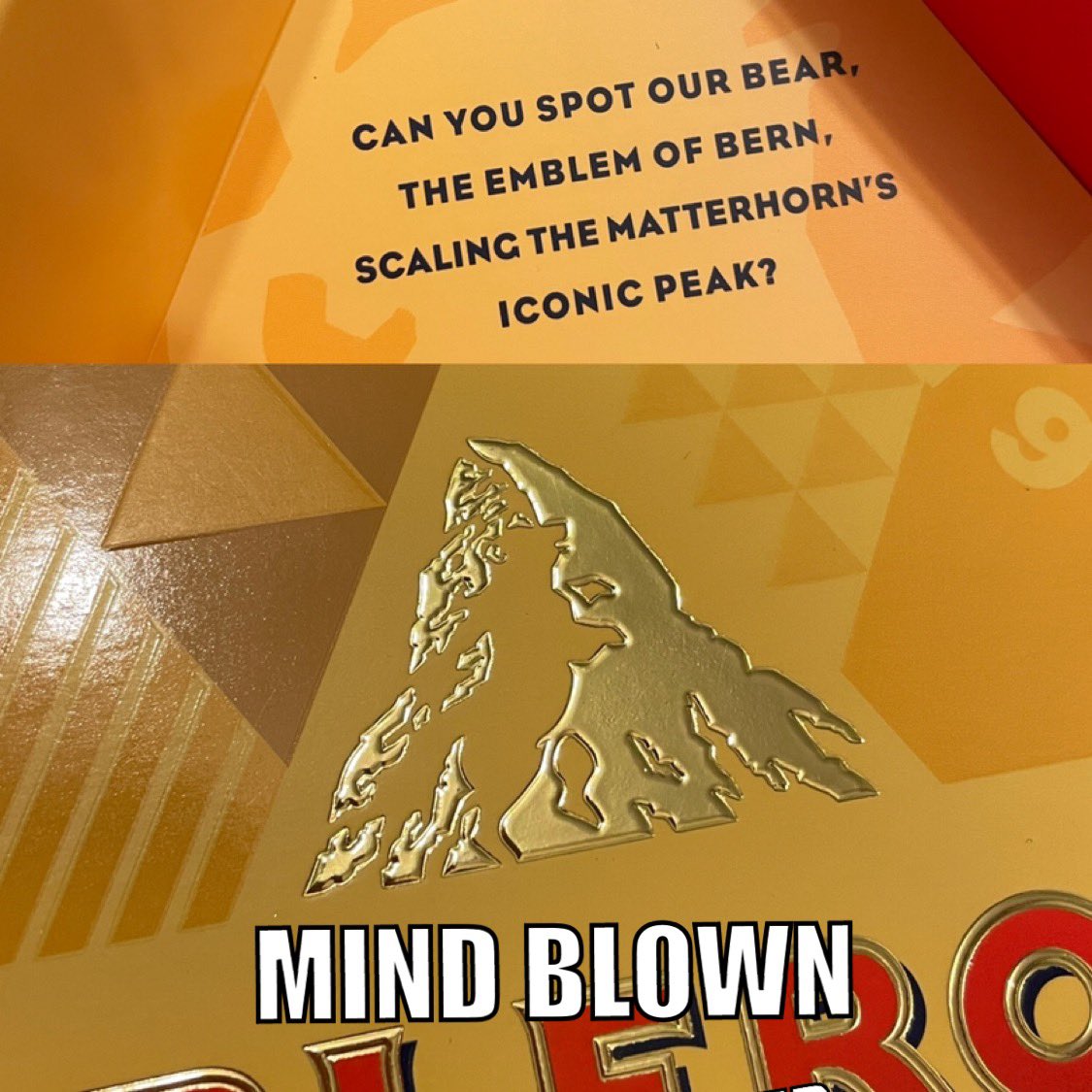 sholdstock's tweet photo. Mind blown. #toblerone #hiddenbear #LogoDesign https://t.co/To7351KYpQ