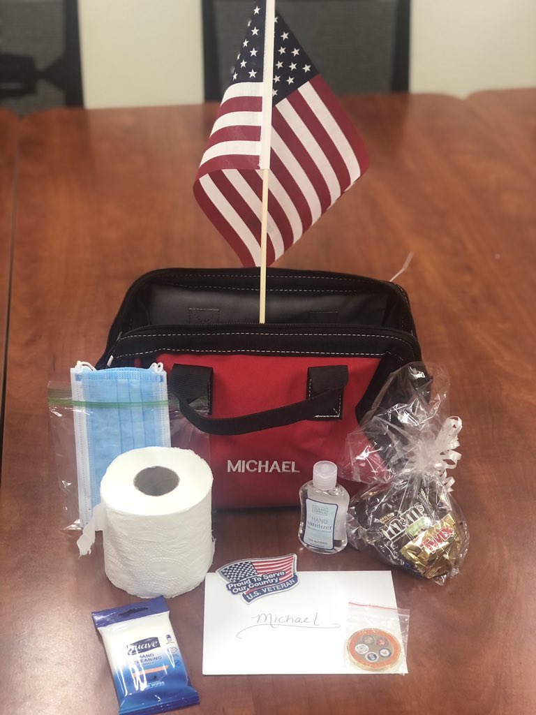 poohbayless's tweet photo. 2303 loves our Veterans. Here is the personalized 2021 survival bag for each of them. Ty for your service. #veterans2020 #boo2020 #basictraining #proudofyou @thd_young @THD_HXT @KevinZ_THD @echurchill1 @HectorAPadilla https://t.co/U1imFMcvCi