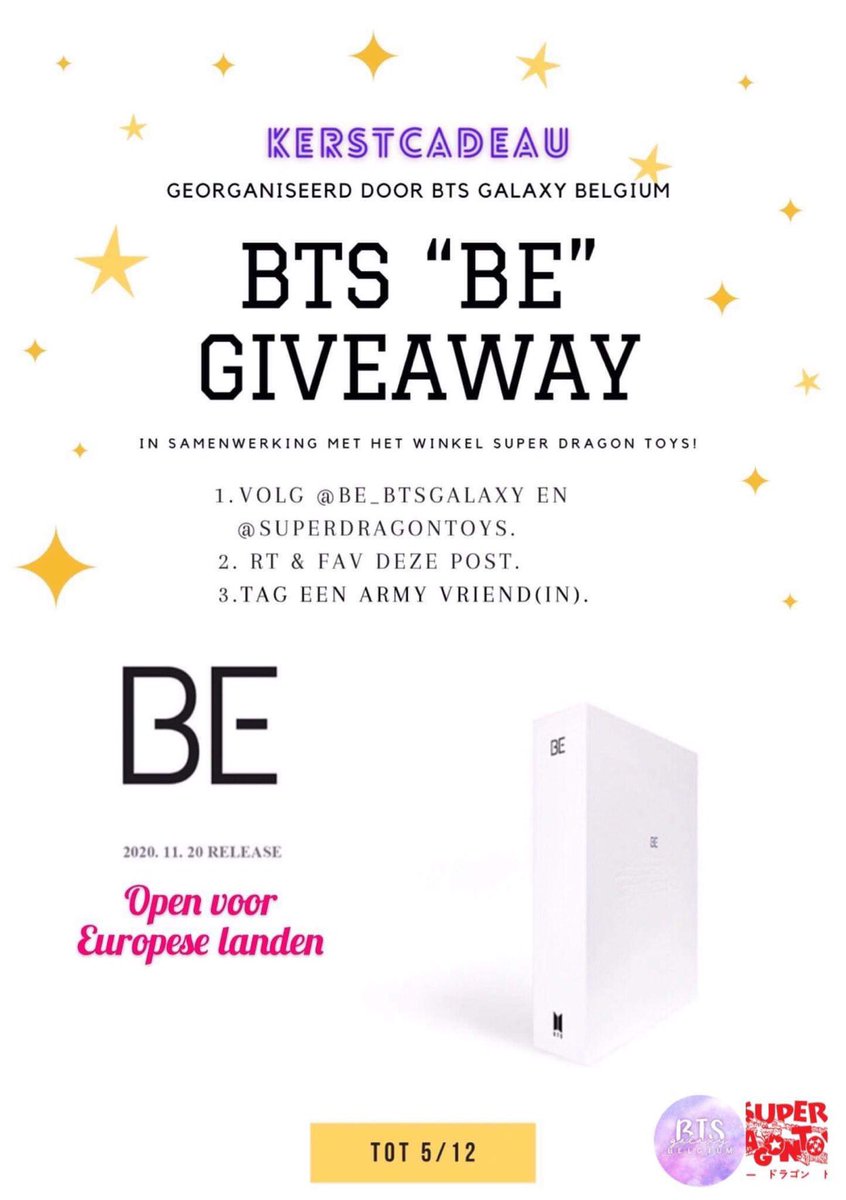 BE_BTSGALAXY's tweet photo. [GIVEAWAY🎄🎁 X @BTS_twt]

🇫🇷
Voici notre cadeau de noël pour vous ! Participez pour peut-être gagner le nouvel album ! 😍🔥

🇳🇱
Hier is ons kerstcadeau voor jullie! Doe mee om een kans te maken om het nieuwe album te winnen! 🥰🔥

Open to European countries - 5/12 https://t.co/A6fMEAhcVB