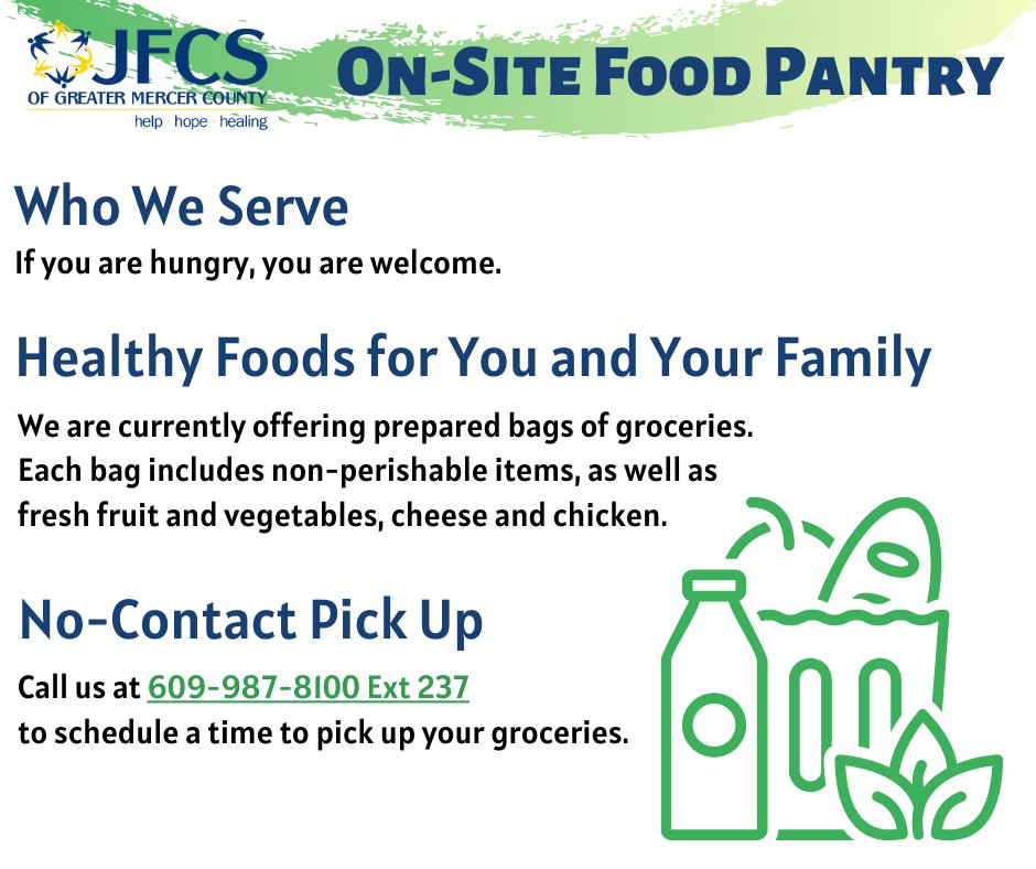 Are you seeking a food pantry in Mercer County? Do you know someone in need? If you are in need of assistance, contact JFCS to learn more about our on-site food pantry resources available for no-contact pickup. #foodpantrynearme #foodpantry #foodbank #JFCSFeeds #JFCSMercer
