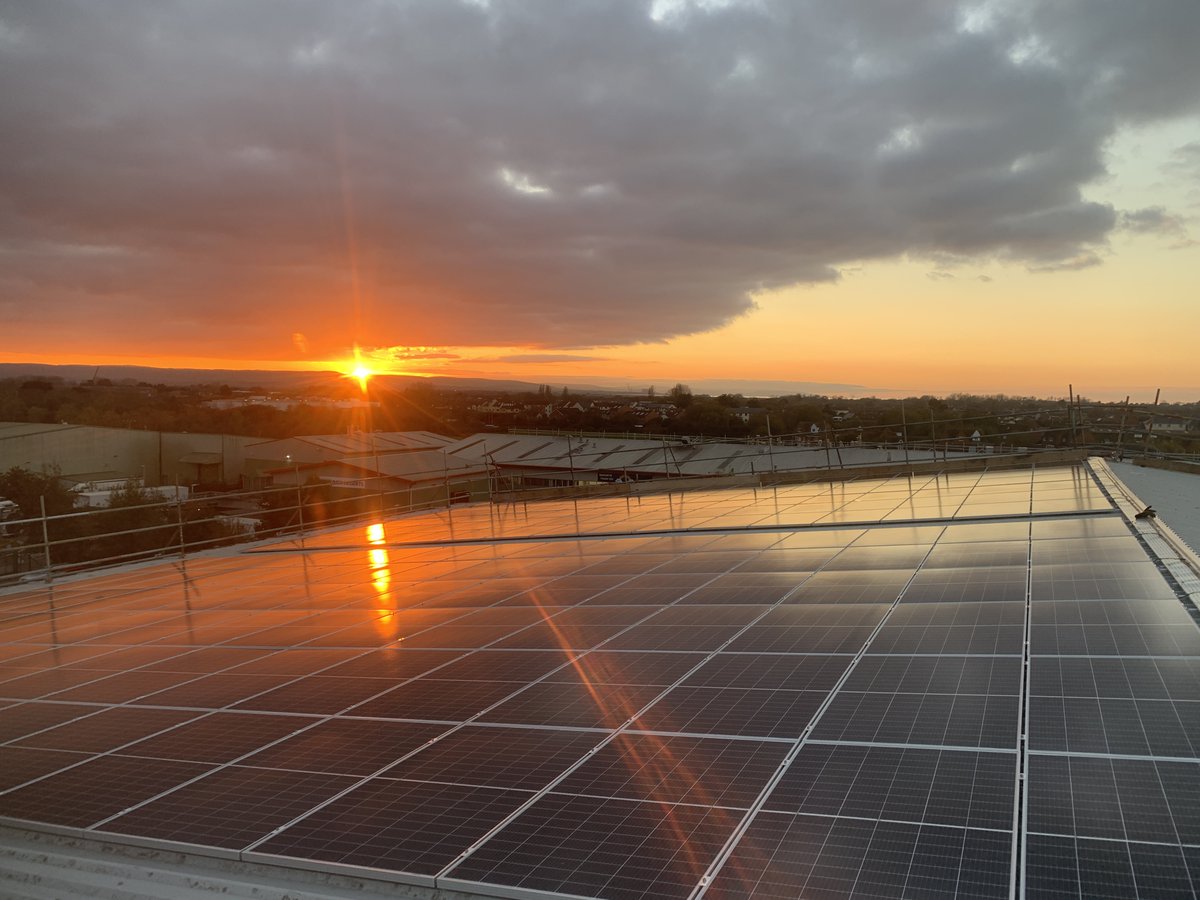 SolarSW's tweet photo. The sun is up, and the milk is chilled.. Roof one, re-sheeted and PV coated, 1200kWp solar PV, Somerset #solar #renewables #buildbackgreener #maincontractor #solarsouthwest https://t.co/4r6FsNhaRX