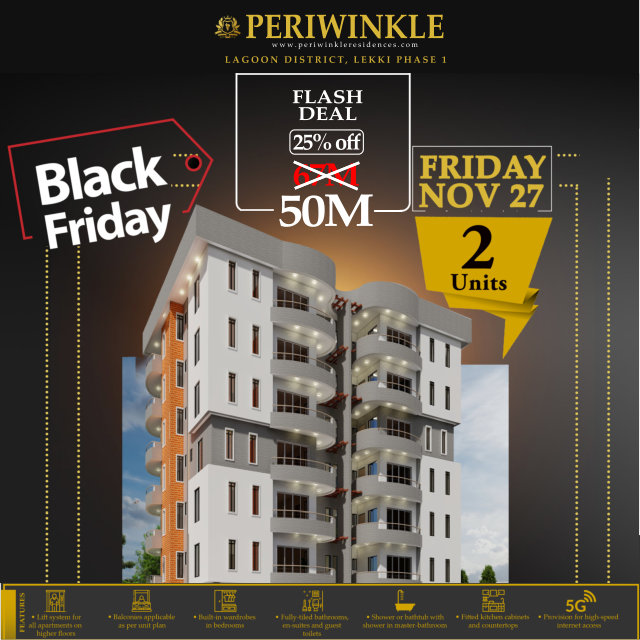 PeriwinkleLife1's tweet photo. YEAH! We at Periwinkle Residences Limited  have up to 25% Discount waiting for you this Black Friday! We also have other discounts for you every Friday of November - https://t.co/5PWf9OL5bM

#BlackFriday #BlackFridaySales #LuxuryLiving #LuxuryRealEstate #HomeGoals #Friday #TGIF https://t.co/RYOO2z2E3E