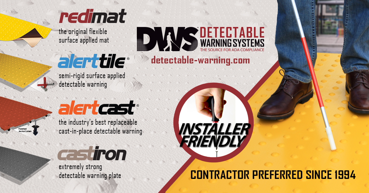 detectable_warn's tweet photo. If you need #DetectableWarnings for an upcoming or existing project, our full line of #ADACompliant products have you covered: https://t.co/jL7yWxCFk7 #TruncatedDome #VisuallyImpaired #PedestrianSafety https://t.co/2EESplVQAs