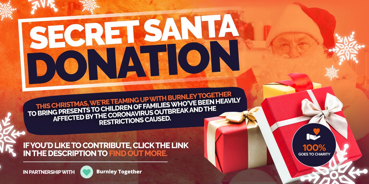 We're launching an appeal with <a href="/TogetherBurnley/">Burnley Together</a> to raise funds to spend on gifts for children experiencing hardship or isolation this year.

We hope to bring them a brighter Christmas with this new appeal to raise £5,000 🎄🎁

If you can, please donate: gf.me/u/y7gu2p