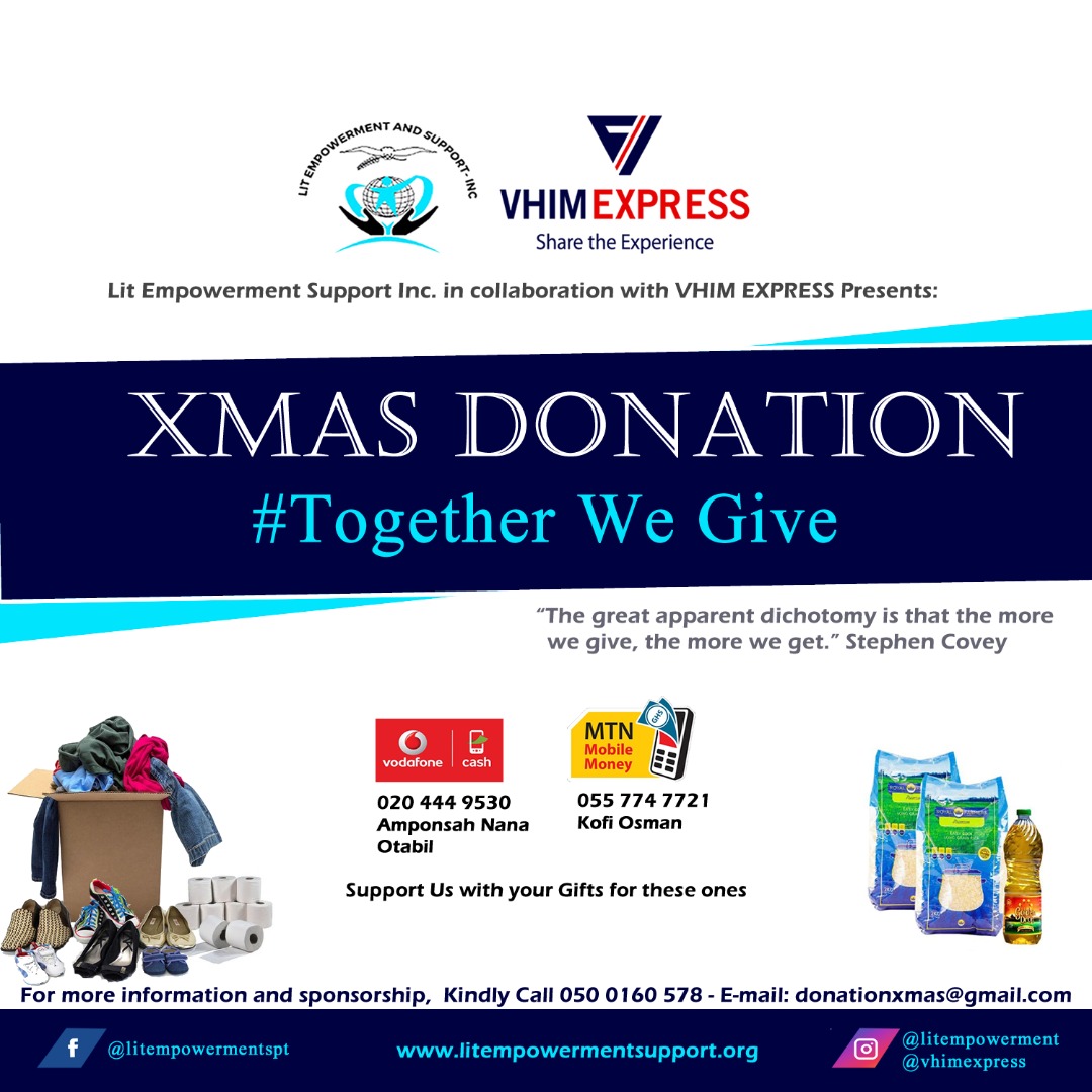 litempowerspt's tweet photo. Christmas is almost here!Join us give to the society and put smiles on faces this Christmas. 
Kindly support us to reach our target of GH¢20,000🙏
To support: vodacash 0204449530 (Amponsah Nana Otabil)
Momo: 054774772( Kofi Osman) https://t.co/RiWbmCwQcg