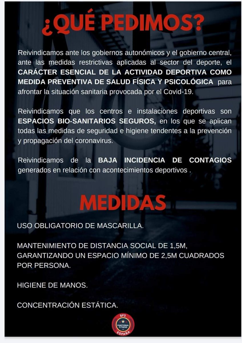 gympilatsvelvet's tweet photo. #MANIFESTACIÓN #NOALCIERRE DE CENTROS DEPORTIVOS❗💪
🔴Plaza España (Zaragoza) - Sábado 14 a las 17:00h🔴
#Velveteros, mañana tomamos las calles en TODA #ESPAÑA porque NO SOMOS EL PROBLEMA, SOMOS LA SOLUCIÓN.
Os invitamos a acompañarnos.🤜🤛 #Deporteessalud https://t.co/cSioh8V6hy