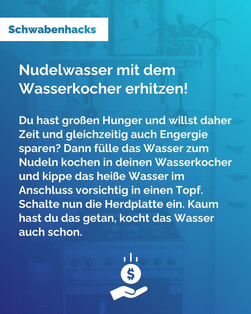 schwabentipps's tweet image. Mit diesem Hack erfährst du, wie du beim Nudeln kochen Energie und Zeit sparen kannst!😎💰
Folge Schwabentipps für mehr Tipps und Tricks zum Geld sparen.
#schwabentipps #sparhack #sparen #nudelwasser #kochen #energie #sparfuchs #geld #schwabe #herdplatte