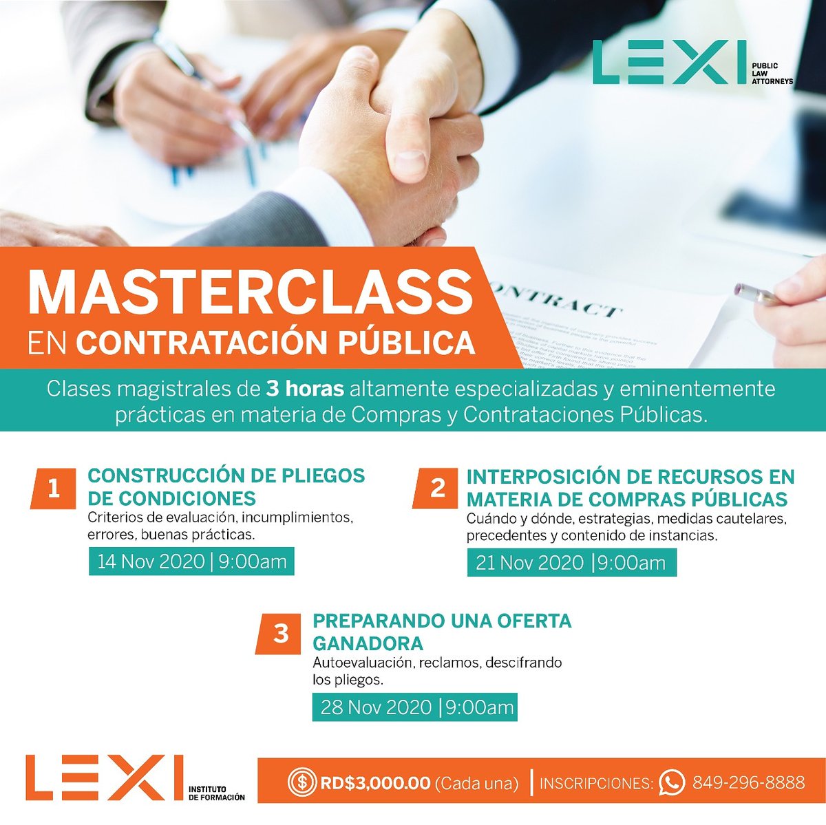 LexiPublicLaw's tweet photo. Mañana tenemos el 1er Masterclass de la serie en materia de #ContrataciónPública, este específicamente sobre Construcción de #PliegosdeCondiciones. 3 horas cargadas de buenas prácticas y conocimiento de nuestros expertos.
Estas a tiempo de inscribirte https://t.co/WBcHXz6A4s https://t.co/uabIZ9sqg8