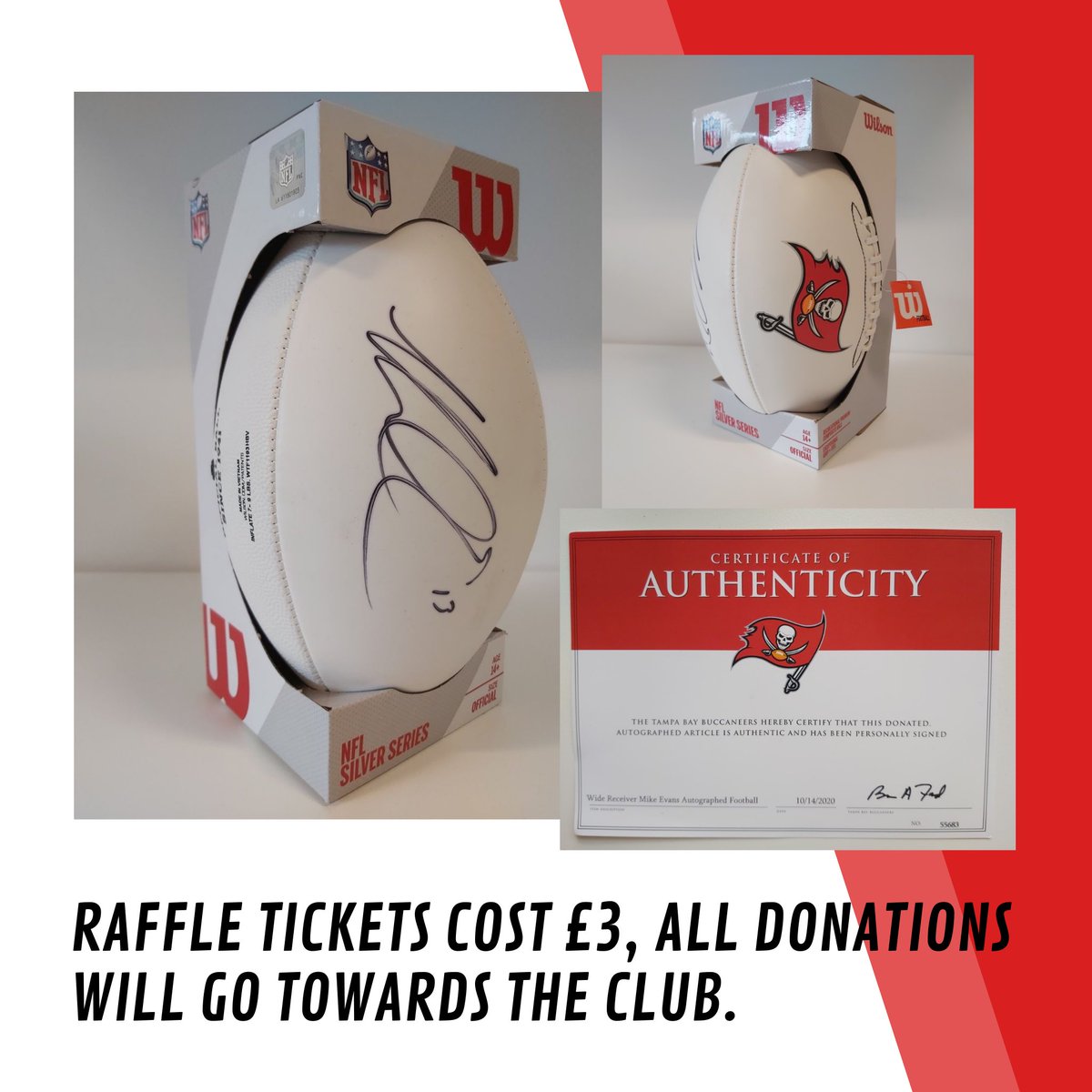 uopdestroyers's tweet image. Win a authentic signed Mike Evans football! We are raffling 100 x £3 tickets, all donations will go towards the club. The Raffle will commence on the 11th of December, click the link below to buy tickets. Good luck! 

onlinestore.port.ac.uk/product-catalo…

#mikeevans #buccaneers #nfl #gobucs