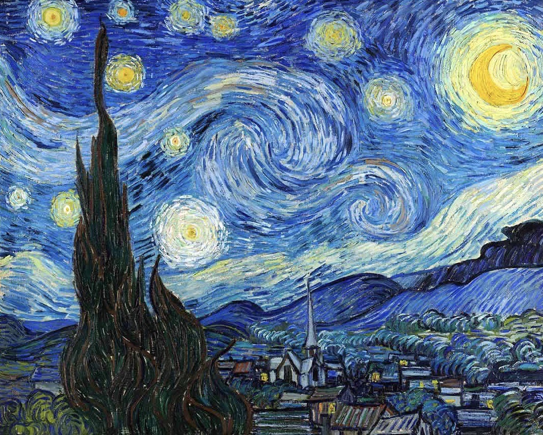 neiltyson's tweet image. van Gogh’s “The Starry Night”, Saint Rémy de Provence, France
[Museum of Modern Art, NYC]

Analysis of the crescent Moon and Venus, reveals that the painting captures the early morning hours near the Summer Solstice 1889  — just before sunrise.

So for me, it’s “The Starry Dawn”
