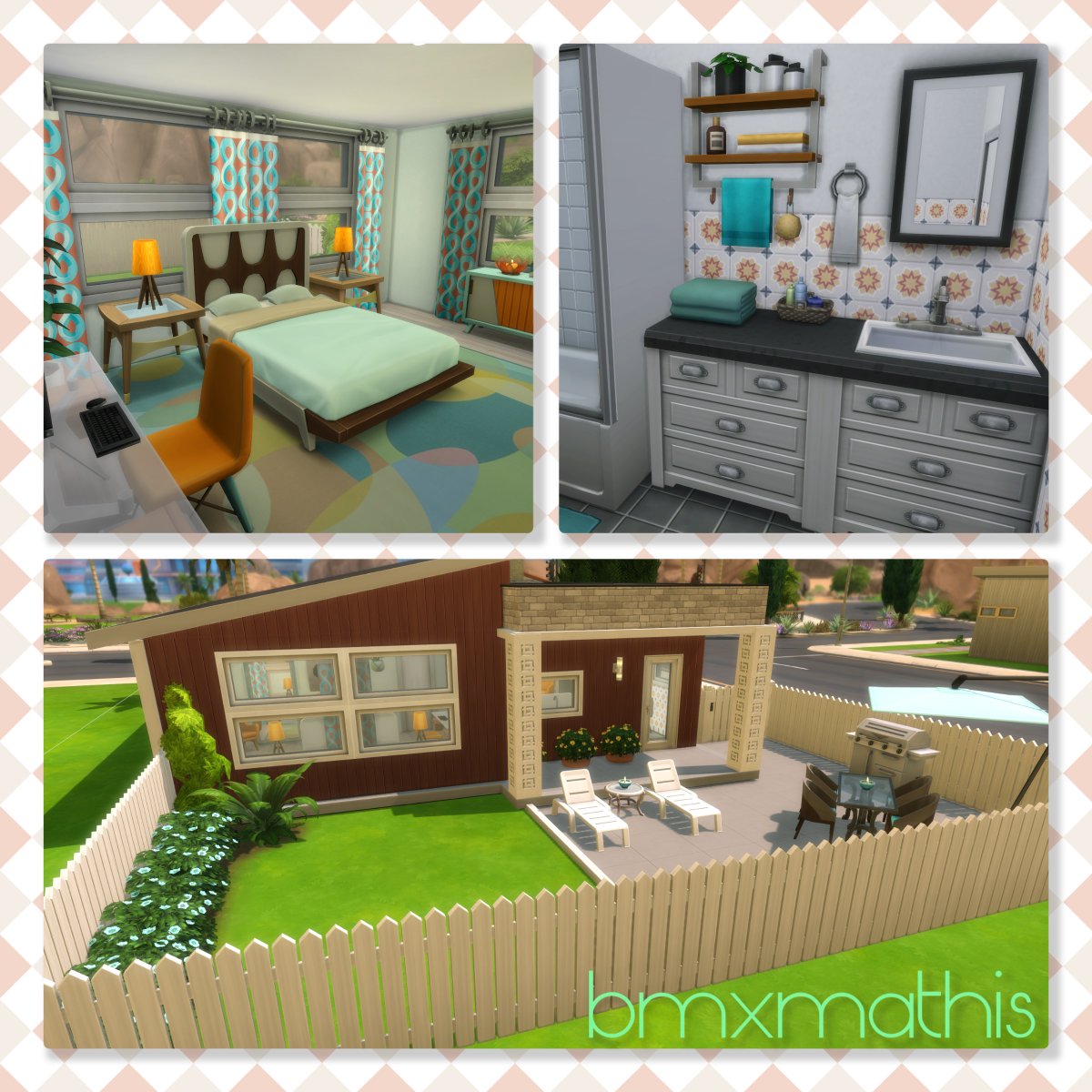 BmxMathisx's tweet photo. This weeks build is super cute, Im really proud of it!
Its a cute little midcentury home, with a sunken in living room. I had so much fun playing with the platforms.

The build is on the Gallery under my ID bmxmathis
#ShowUsYourBuilds #sims4update #platforms 
@SimsCreatorsCom https://t.co/UmVve4yxMS