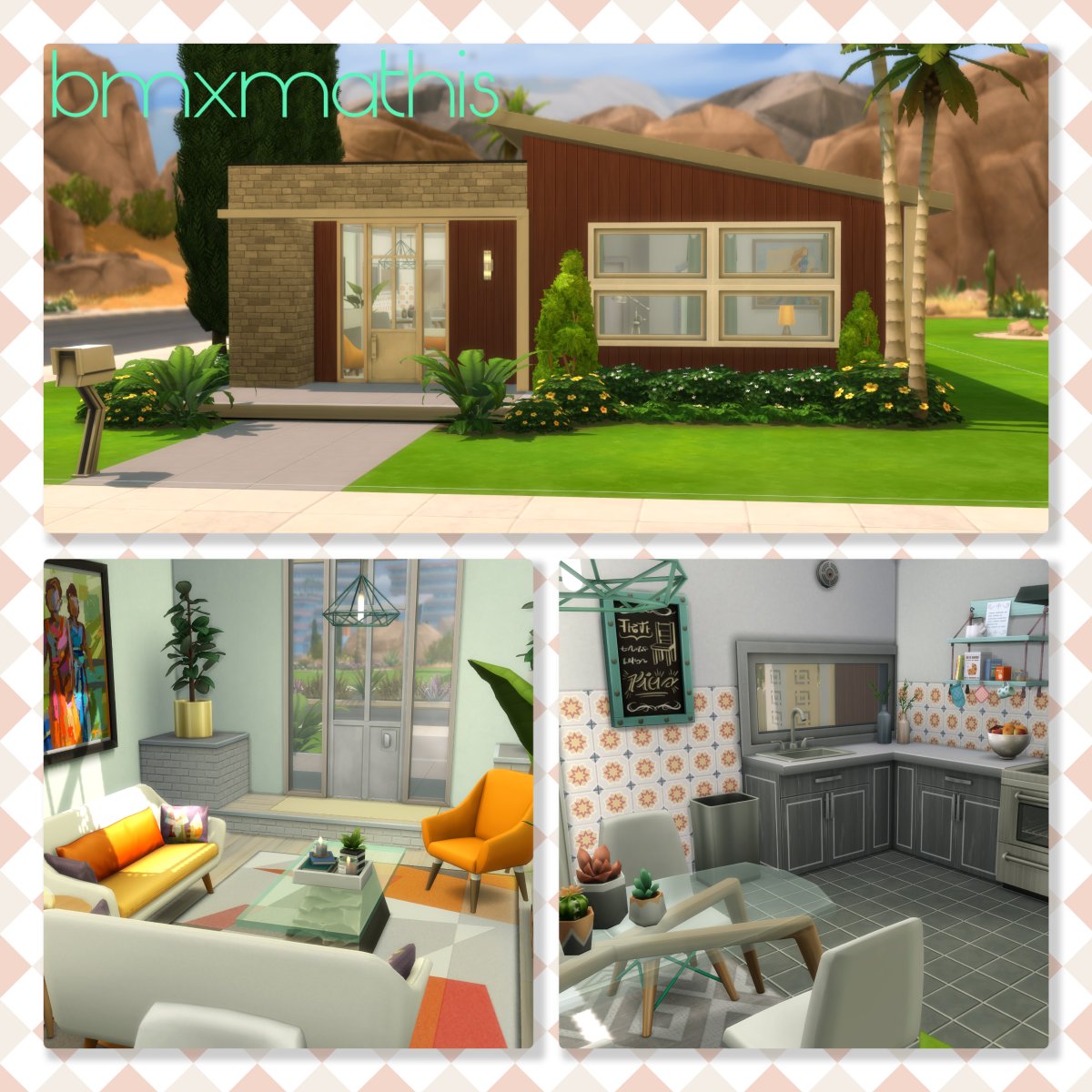 BmxMathisx's tweet photo. This weeks build is super cute, Im really proud of it!
Its a cute little midcentury home, with a sunken in living room. I had so much fun playing with the platforms.

The build is on the Gallery under my ID bmxmathis
#ShowUsYourBuilds #sims4update #platforms 
@SimsCreatorsCom https://t.co/UmVve4yxMS