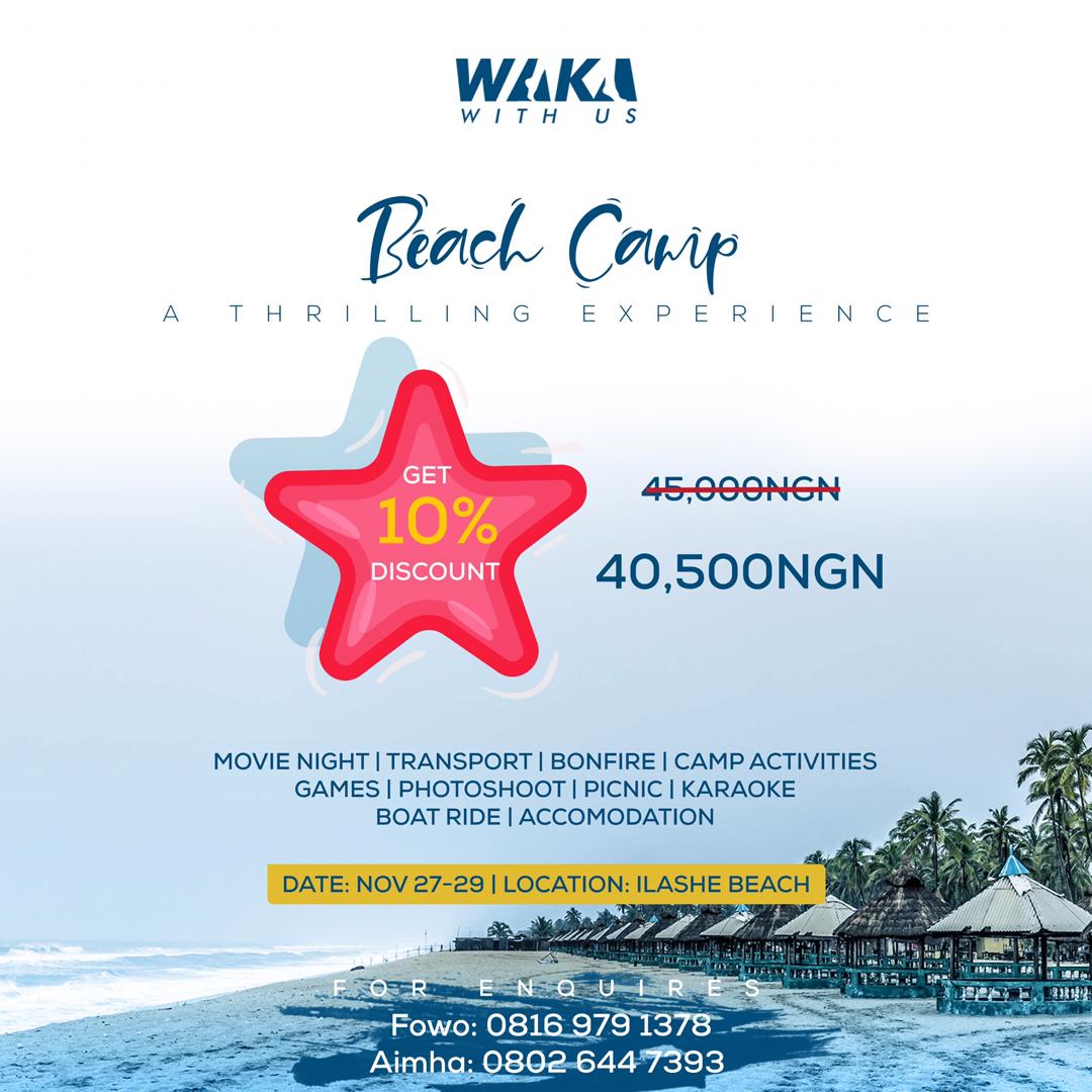 Olalekan_CY's tweet photo. @Hisroyaldopenex Try dey relax...... Come blow off some steam at #wakawithusbeachcamp

@wakawithus #wakawithus https://t.co/SWjwlzJgC3