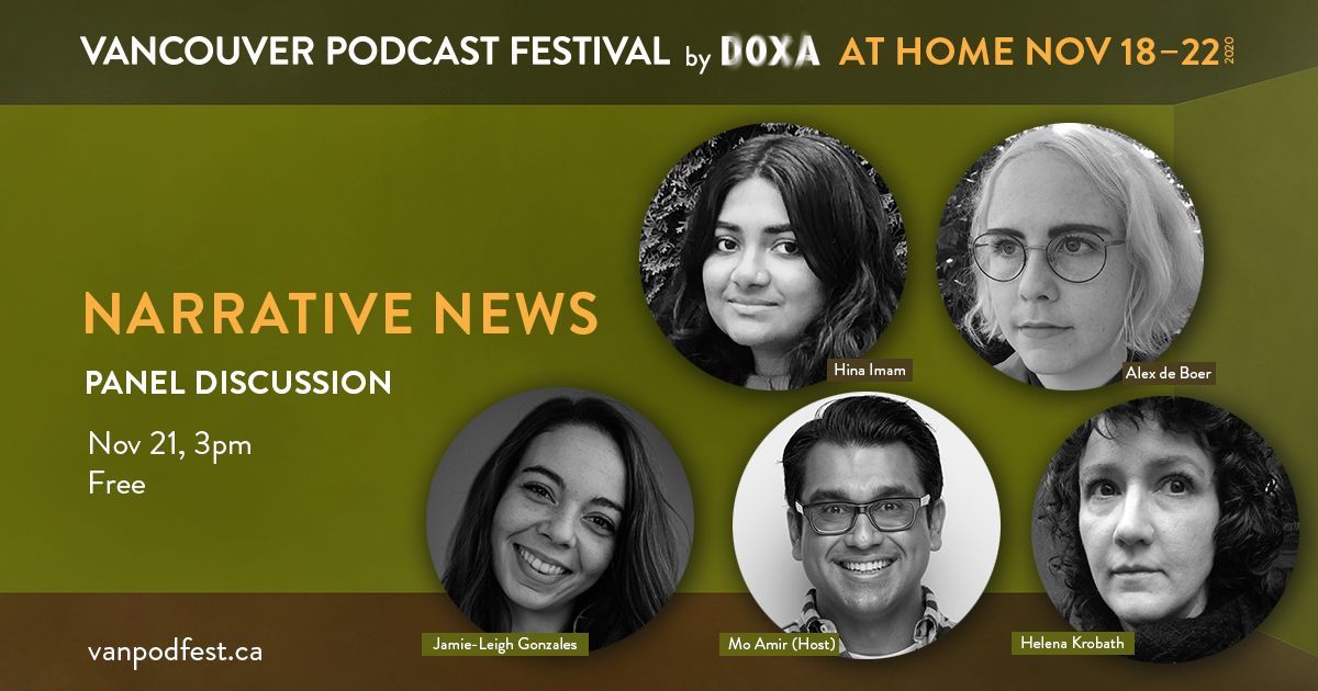 RealVanPodFest's tweet photo. Coming to #VanPodFest2020: Many current events podcasts employ strategies used by fiction podcasts to tell real life stories. How do they pull it off? What roadblocks arise? And when do the lines of journalism become blurred? 🎙️ Register here: https://t.co/AGXPkdyHg1. https://t.co/ZnAoIWg4OE