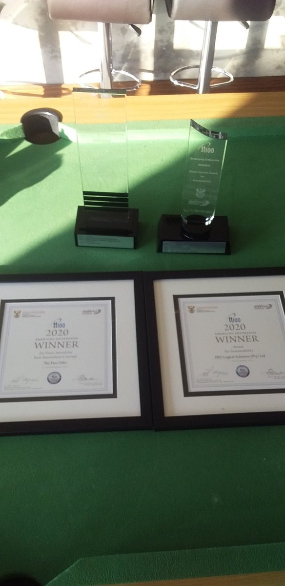 PortiaRefilwe4's tweet photo. About last night. Proud to have recieved awards from the Divinci institution for the Tt100 business innovation awards. Best emerging concept 2020 and Excellency in sustainability 2020 #President #TT100 #TIA #cyrilramaphosa #HealthTech #innovation #departmentofhealth https://t.co/chfnB03ftH