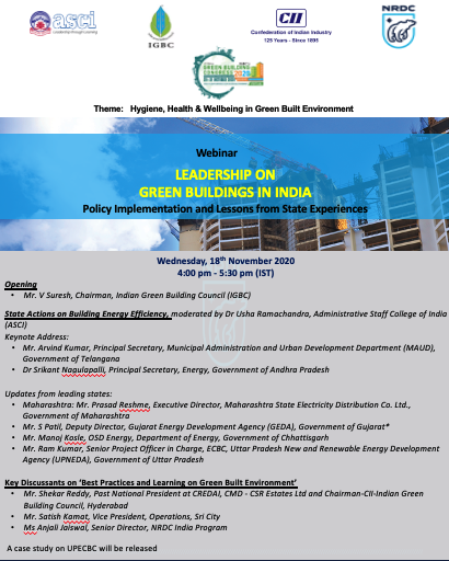 NRDC_India's tweet photo. How can states foster partnerships and knowledge exchange for fast tracking the implementation of building energy codes in India
Join the webinar on🗓️18 Nov⌚️4:00pm IST/5:30am EST by @NRDC_India @ASCIMEDIA @IGBConline #GreenBuildingCongress2020
Register: https://t.co/WzYL82TRj8 https://t.co/kO1xDtDBgn