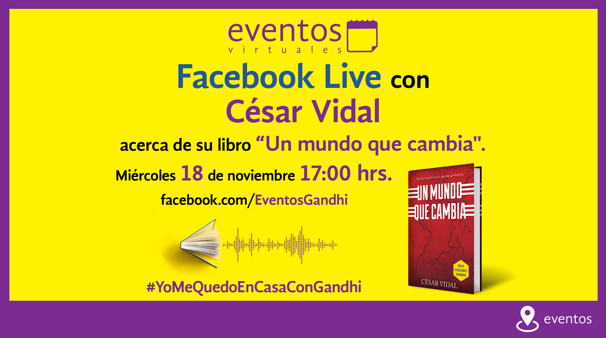 cesarvidal's tweet photo. Atención a todos los amigos mexicanos, el próximo miércoles 18 de noviembre a las 17 horas de México... #Unmundoquecambia
#YoMeQuedoEnCasaConGandhi
#GrupoEditorialLiterato
#TheAgustinAgency
#AchangingWorld https://t.co/vJ8TFjFLGz