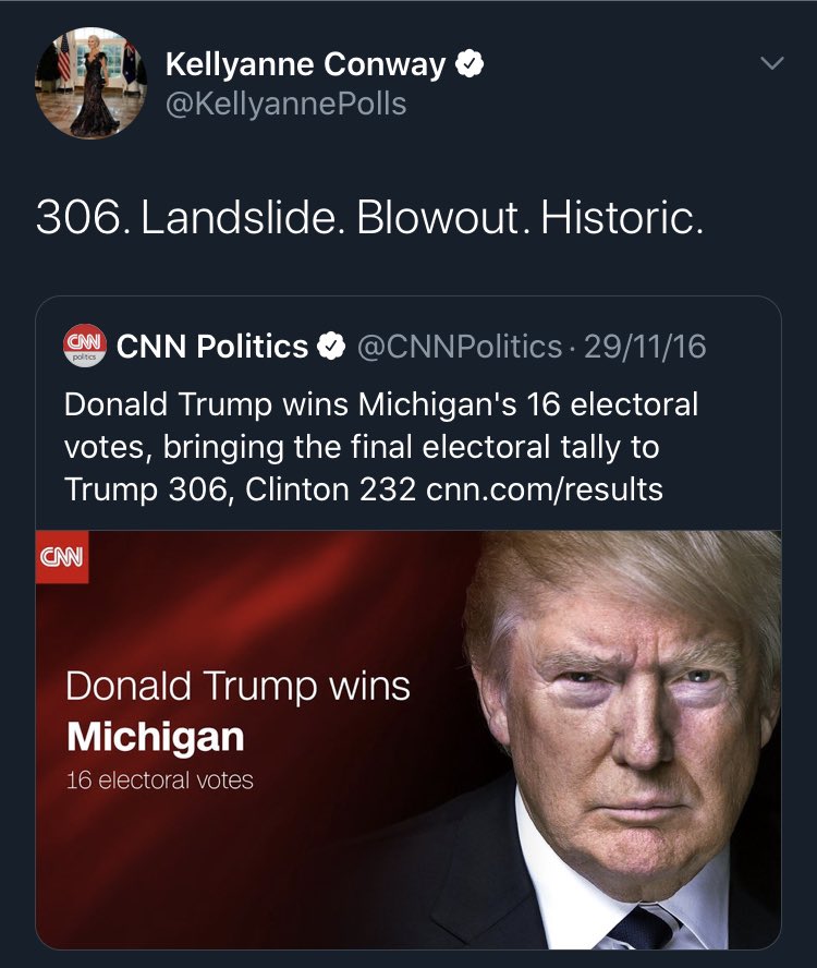 samanthamaiden's tweet photo. Biden is going to end up on EXACTLY the same result that @realDonaldTrump called a landslide. https://t.co/NthJkBB9uY