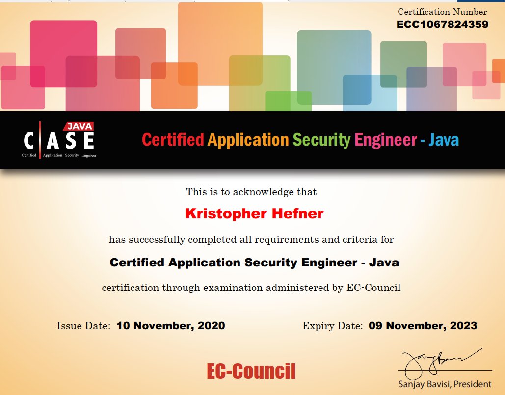 krishefner1's tweet photo. another cert in the books thanks to my great team over at CertFirst.  C|ASE .JAVA https://t.co/zSeRBsTxi0