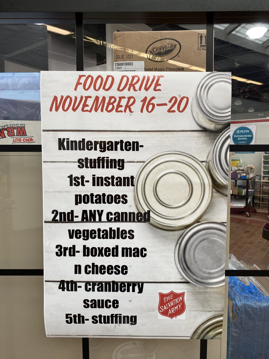 MrsCovelli's tweet image. Food drive starts next week! Let’s help others in need this holiday season! #BellflowerWay
