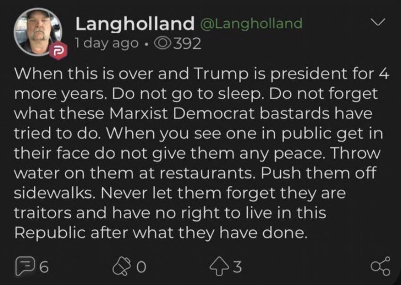 davenewworld_2's tweet photo. I genuinely hope Parler is just one giant FBI trap or we're fucked https://t.co/pARvYrZtfd