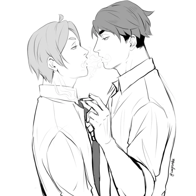 A Osamu and Komori shotgunning sketch request for vercurius 
(idk their social handle aaa) 

//did I do it right? ??? 
