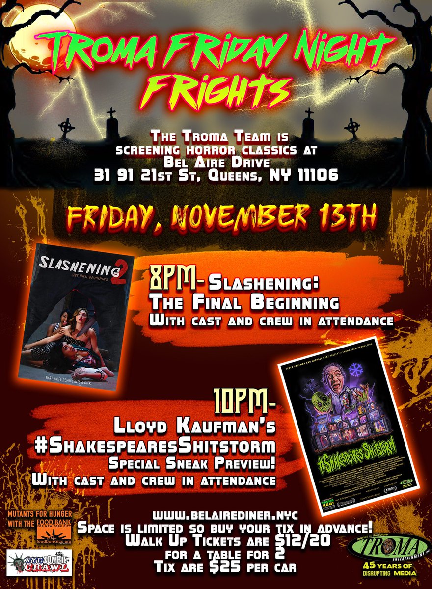 lloydkaufman's tweet photo. HALLOWEEN SUPER SPECIAL with DWAYNE STEELER https://t.co/pphcHerIE9 via @YouTube Congratz 2 @Troma_Team protegé @DwayneMendez666 talented artists&filmmaker! #BLOODSTAB ( on @watchTromaNow )actor in #shakespearesshitstorm one time only @BelAireDiner #drivein #sneekpreview 2night! https://t.co/fzTZFEoYVZ