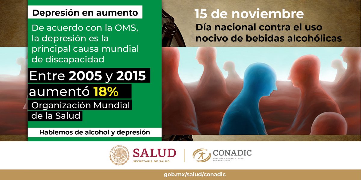 conasamamx's tweet photo. La depresión es un trastorno mental caracterizado por sentir tristeza, pérdida del interés o placer, sentimientos de culpa, baja autoestima, trastornos del sueño o del apetito, cansancio y falta de concentración. #SinAlcoholEsMejor #ConadicTeEscucha https://t.co/MZcPjUYqaP https://t.co/y1fdu7zBqz