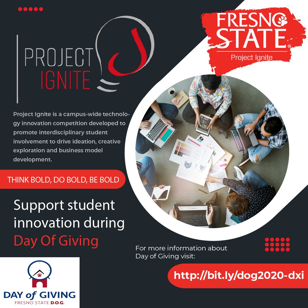 FresnoStateDX's tweet photo. Project Ignite hosts an annual Innovation Hackathon for students from various disciplines to collaborate in the creation of viable technological solutions.
To support student innovation during Day of Giving visit https://t.co/1sjH3Ale9u
#FresnoStateDX #FresnoStateDOG https://t.co/bexlTAiFvC