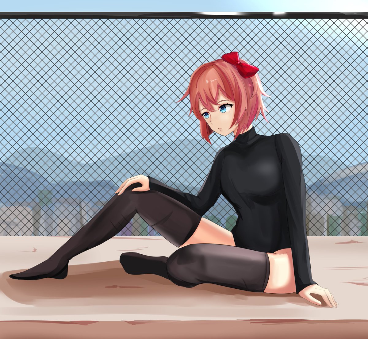 #DDLC. commission)Sayori thinking of life, with a unique fashion. pic.twitt...