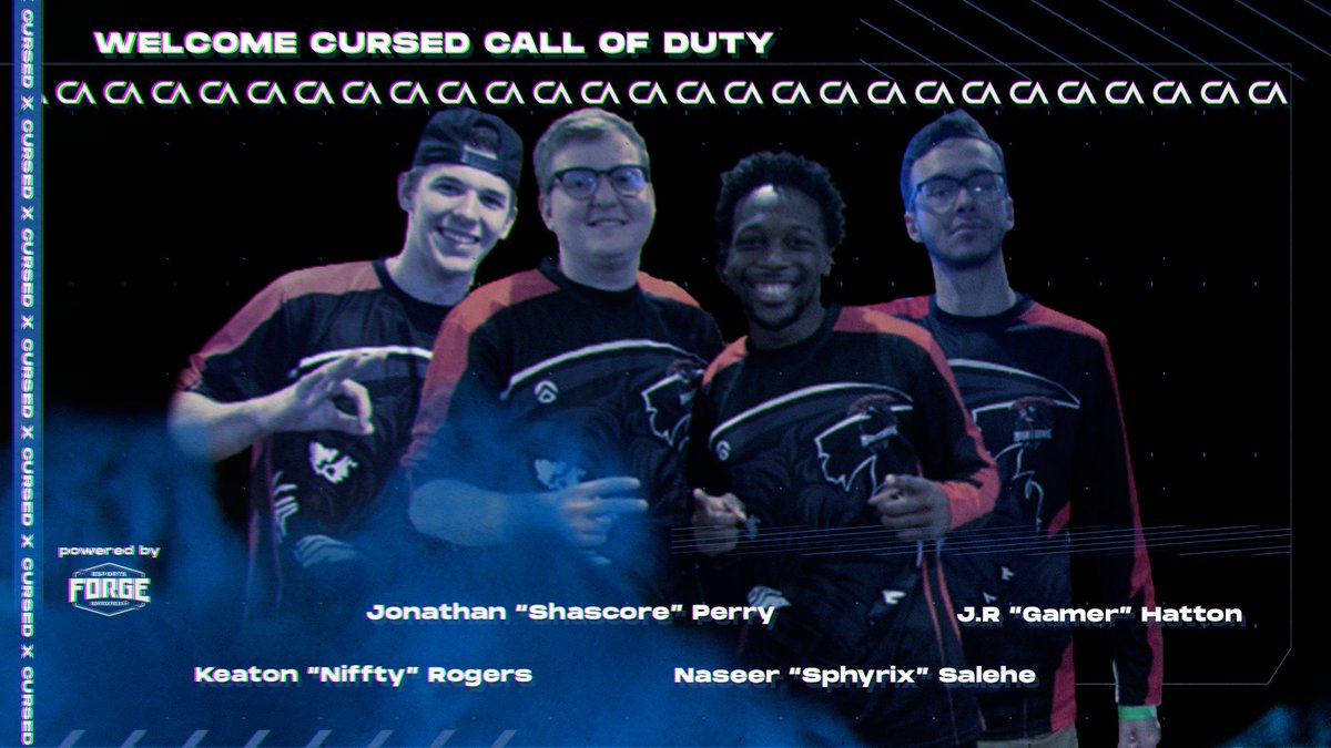 TIROMilitia's tweet photo. #CursedCOD is back! 🔥

Welcome our Call of Duty #COLDWAR roster to Cursed!

🔫 @TheNiffty 
🔫 @Shascore 
🔫 @Sphyrix 
🔫 @GAMER6X 

#OurCurse💀 https://t.co/ayTjnt7rzM