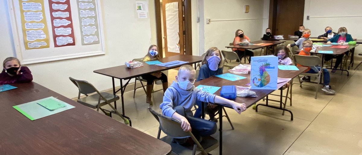 ArtAndMsG's tweet photo. All three #firstgrade Byesville art classes read aloud Mister Seahorse by Eric Carle, then we began working on creating our own seahorses! #art lass #ColtReadAloud @jennoevancho @RHLSD_Colts https://t.co/jcQNMQmrXC
