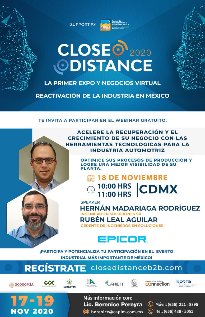 hernanmadariaga's tweet photo. Más de 15 países reunidos en #CloseDistance @inaoficialmx

Los invito: estaré participando n este webinar donde hablaremos y mostraremos optimización de procesos de producción y herramientas tecnológicas #Epicor para la #industria #automotriz

👇Registro👇
https://t.co/CWiHYXrT0k https://t.co/3Ztt80XQKW