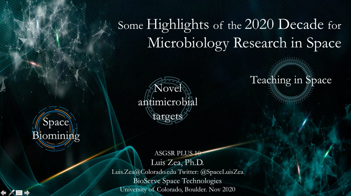 SpaceLuisZea's tweet photo. In a PLUS10 talk you describe what you think will happen in your field in the next 10 years. Here is my take: + using microgravity to find novel targets against drug-resistant bacteria + #SpaceBiomining on the lunar surface + teaching from space https://t.co/hl2sAS607m https://t.co/NGOfGmhdVH