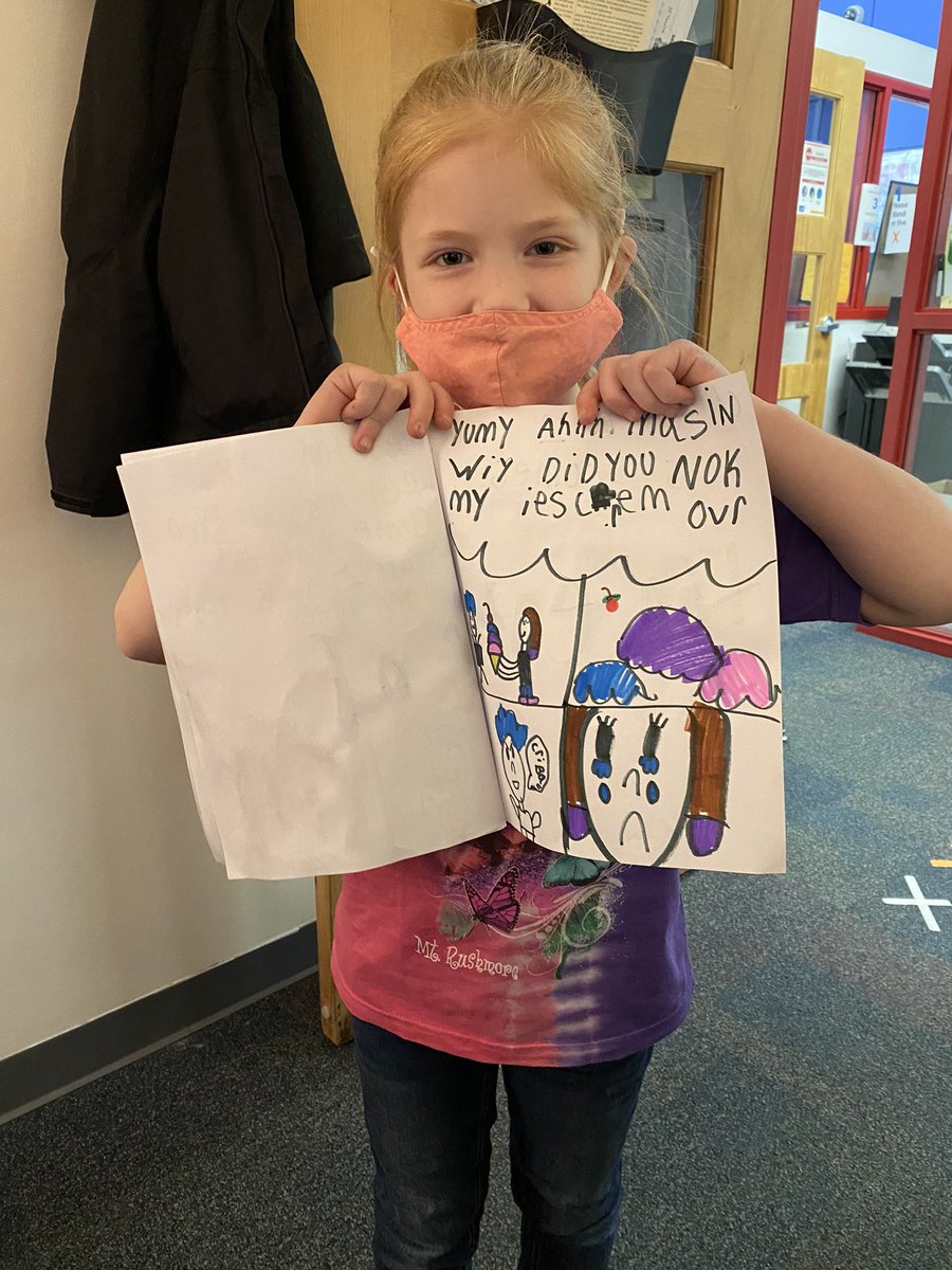 JakeHartley_nkc's tweet photo. 2nd grade S sharing her published writing! Not just telling emotions or what happened, but showing by using dialogue! #CrestviewProud @Crestview_NKC @MrsFitz107 https://t.co/c4oZbTIjvi