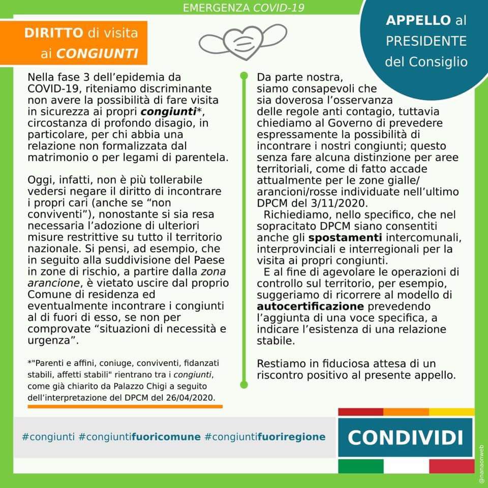 alessand_mella's tweet photo. @marcodimaio Si deve introdurre visita #congiuntifuoricomune (fidanzati/e e parenti primi grado) per le zone rosse e arancioni. Sopratutto noi disabili siamo stati sfibrati psicologicamente ed emotivamente dal lockdown. Un po’ di umanità, di empatia. La separazione dagli affetti è devastante. https://t.co/vdyvIP8HQ8