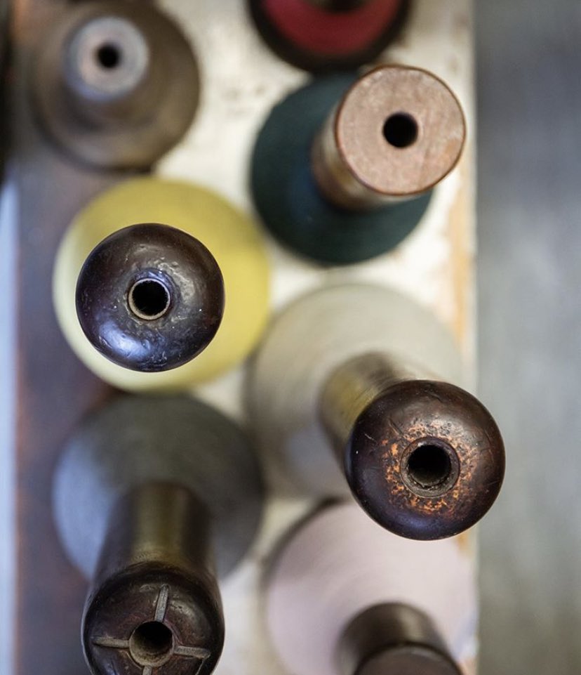 g_h_hurt's tweet photo. We are proud of our family and heritage roots. Our Handframe knitting machines, first used here in 1912, still reside in our Shawl Factory today.
.
Here's a lovely picture of the many vintage wooden bobbins used on the Handframes.
.
#ghhurt #nottingham #handframe #knitting #notts https://t.co/Z0wHZ7ityA