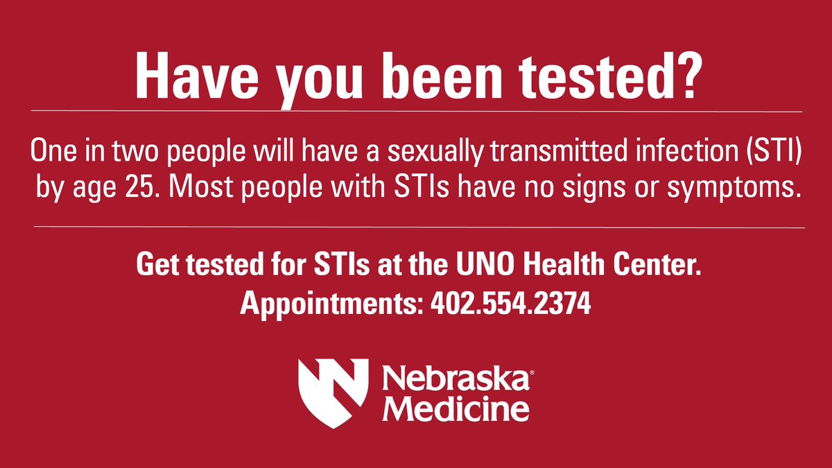 Make time to get tested! 

If you are sexually active, getting tested for sexually transmitted infections should be a regular part of your health care routine. 

Call 402.554.2374 to schedule or visit the link in our bio to learn more about the UNO Health Center.