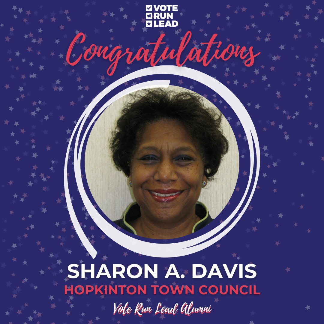 VoteRunLead's tweet photo. Another win, another amazing alum—congrats Sharon A. Davis for your new seat on the Hopkinton Town Council in Rhode Island!

#RhodeIslandWomen #RepresentationMatters #ElectMoreWomen #WomeninPolitics #VoteRunLead #VoteRunLeadAlum https://t.co/paincV5QHP