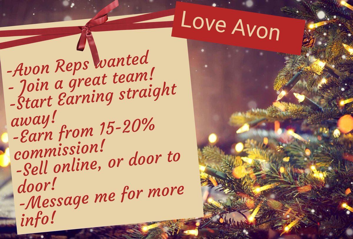 Opportunity to start earning straight away!
If you are interested, over 18 and live in the UK contact me for more info!
#Avon