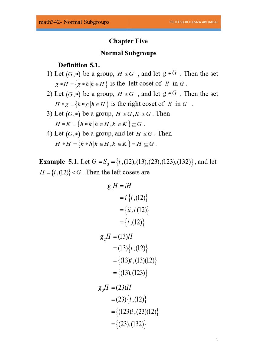 profhabujabal's tweet photo. #abstract_algebra #math342 #kau #profhabujabal
Normal subgroups https://t.co/x5DYpHNiSh