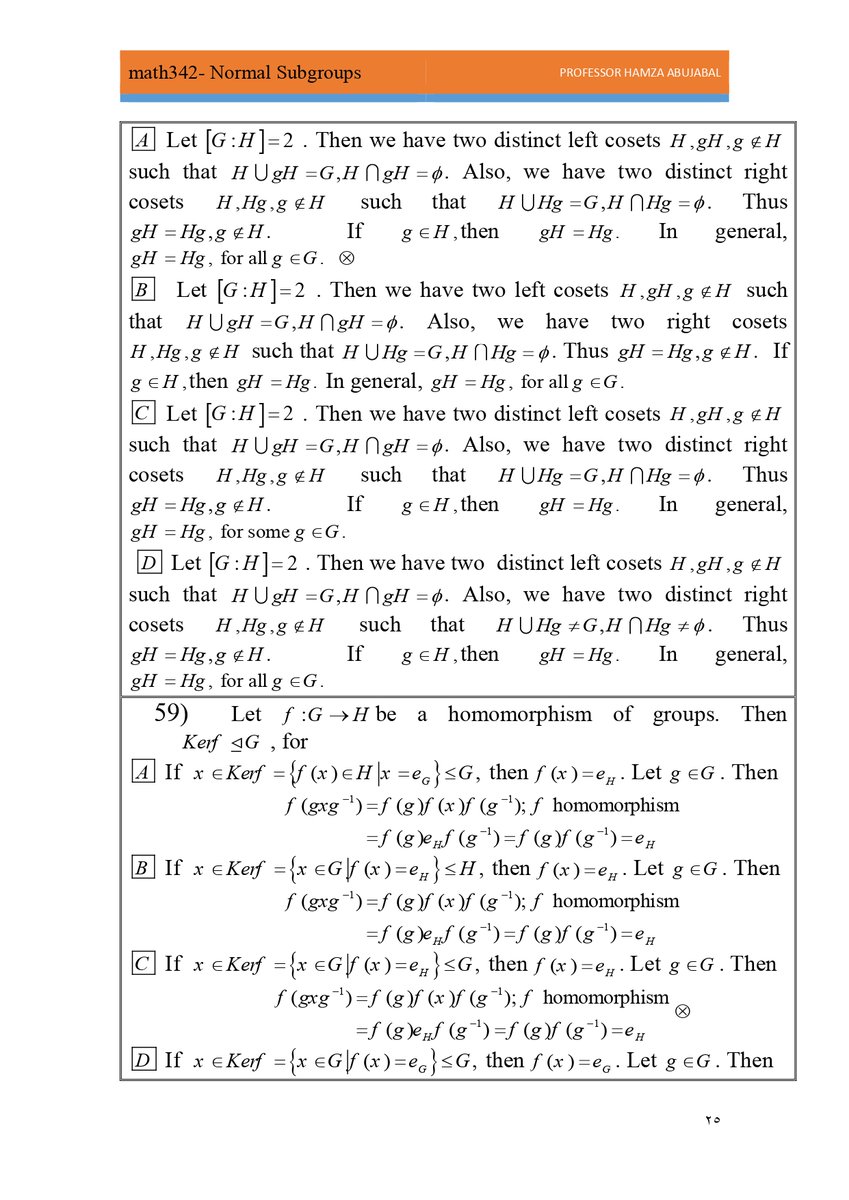 profhabujabal's tweet photo. #abstract_algebra #math342 #kau #profhabujabal
Normal subgroups https://t.co/rZr8eHsd9Y