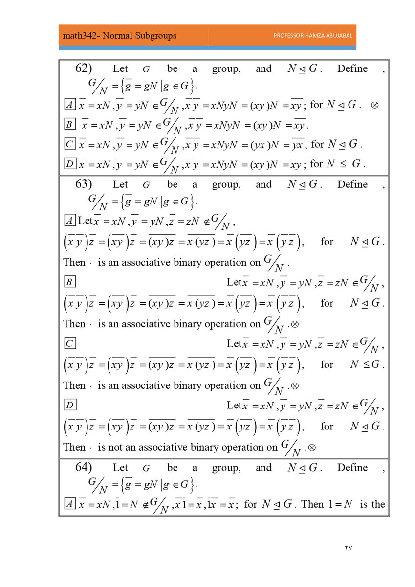 profhabujabal's tweet photo. #abstract_algebra #math342 #kau #profhabujabal
Normal subgroups https://t.co/rZr8eHsd9Y