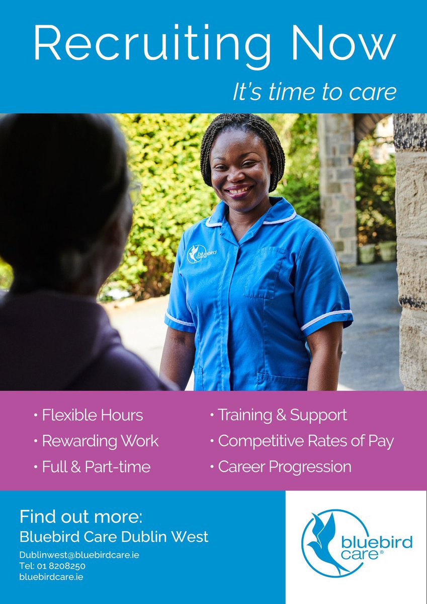 We are recruiting for the following areas:

Ballyfermot / Clondalkin / Inchicore

Call us on 01 8208250 or email Dublinwest@bluebirdcare.ie