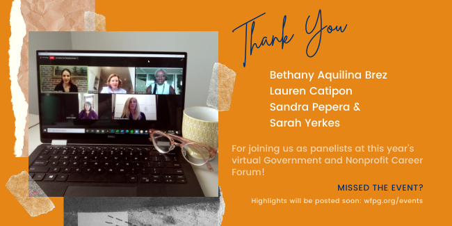 KimKFreeman's tweet photo. Many thanks to Lauren Catipon, @SandraPepera, Bethany Aquilina Brez and @SarahEYerkes for joining me and sharing your advice with aspiring leaders from @wfpg @gwcareercenter @NYUWasserman @PennCareerServ and @UDcareers at this year's Government and Non-Profit Career Forum! https://t.co/aXmjtxHYtx
