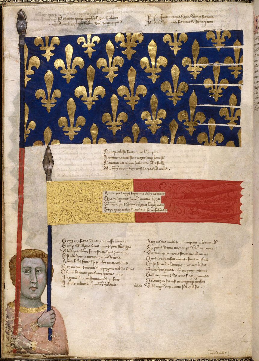 red_loeb's tweet photo. Two banners of Anjou and an armed knight of Prato

BL Royal MS 6 E IX; c 1335; Convenevole da Prato, Carmina regia; Italy (Tuscany); ff.23v, 24r @BLMedieval 
https://t.co/tW3h8735pu https://t.co/In8I3TIQ2N