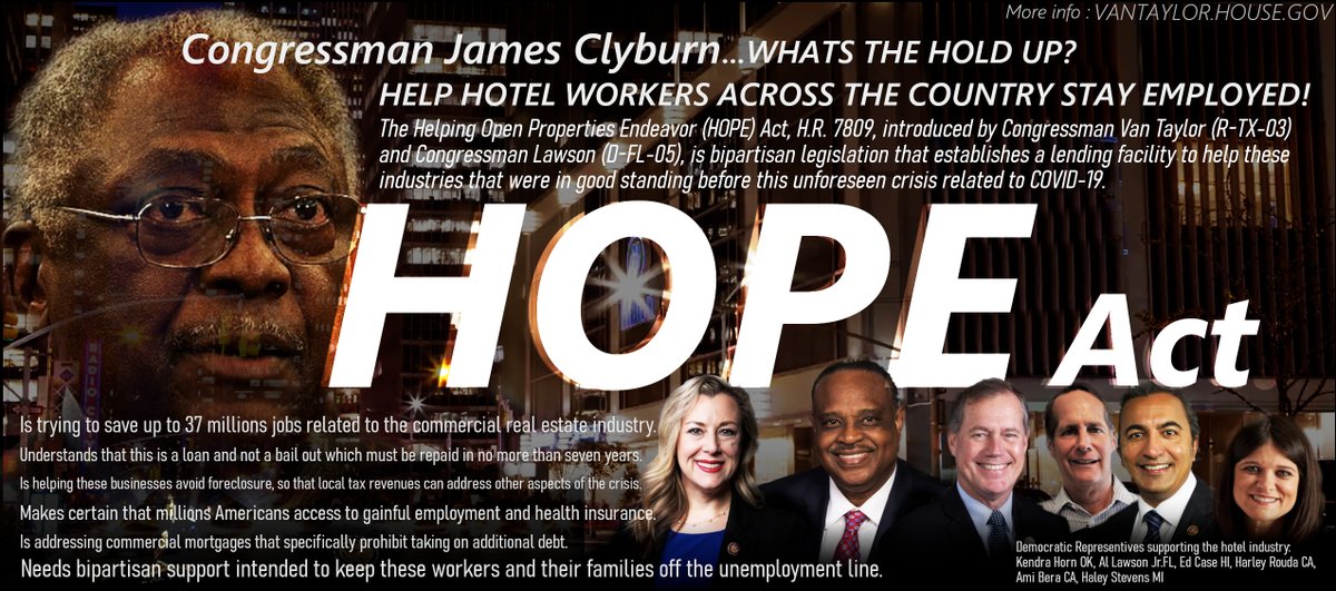 RufusTerell's tweet photo. @WhipClyburn @CNN How many bankruptcies, foreclosures and job losses will take place before the #HOPE_ACT becomes a priority? It provides relief assistance as a loan to help commercial real estate properties keep people employed *SAFELY* Details: https://t.co/INuPYFwd15 https://t.co/2DJoijkov9