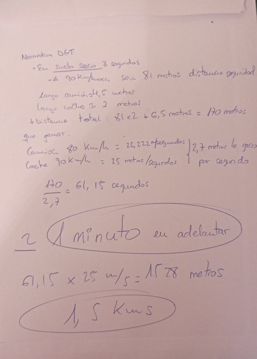 carran_oficial's tweet image. Señores de la @DGTes ,aplicando vuestras normas de distancia de seguridad en seco y el nuevo límite de 90 km/h sin poder usar 20kms/h más para adelantar: para adelantar a un camión que circula a 80 km/h (algo muy común) necesito invadir el carril contrario 1'5 kms o 1 minuto.