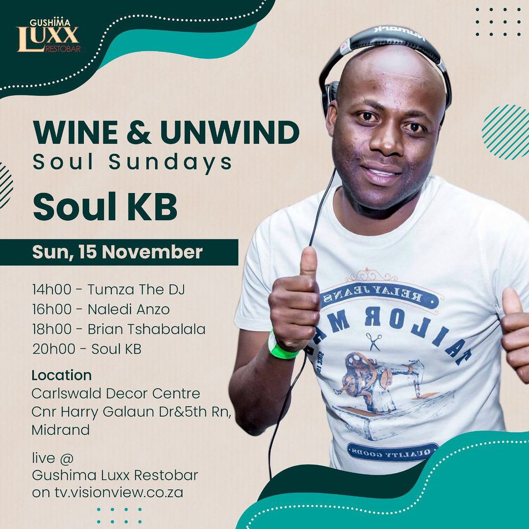 VV_Productions's tweet photo. Join us this Sunday for Wine and Champagne at Gushima Luxx RestoBar, Midrand.
Live stream on https://t.co/6vfCIB4G3n

#soulmeetshouse
#sundaysoulparty
#onlineparty
#onlineentertainment
#visionviewproductions https://t.co/nwosQDpPNM