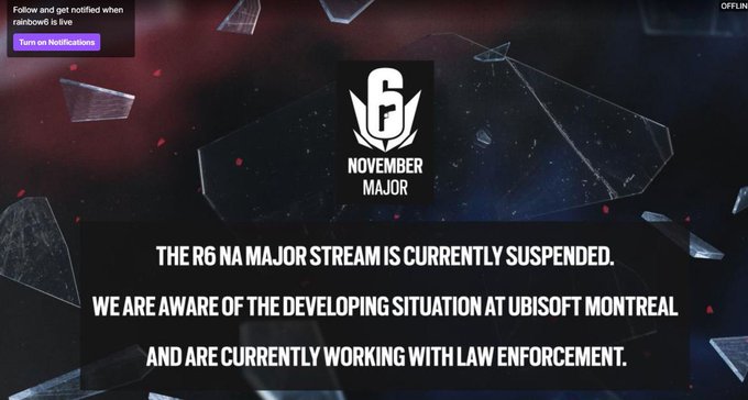 The Rainbow 6 NA Major stream is currently suspended due to the situation.(via  @JesseJChick)